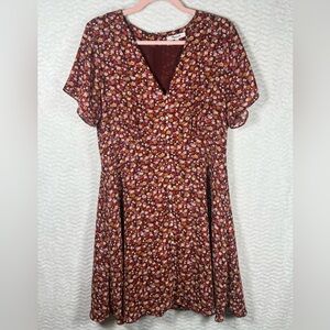 Madewell Rust Floral Midi Dress with Pink & Cream Accents. Love this beauty!!🧡